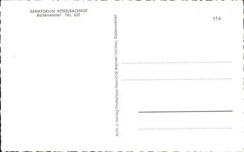 Badenweiler Sanatorium Vogelbachhof Kat. Badenweiler