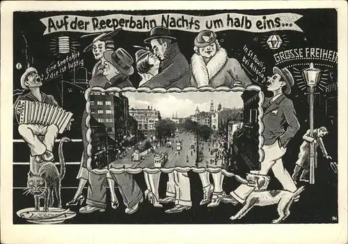 St Pauli Reeperbahn Karikatur Kat. Hamburg