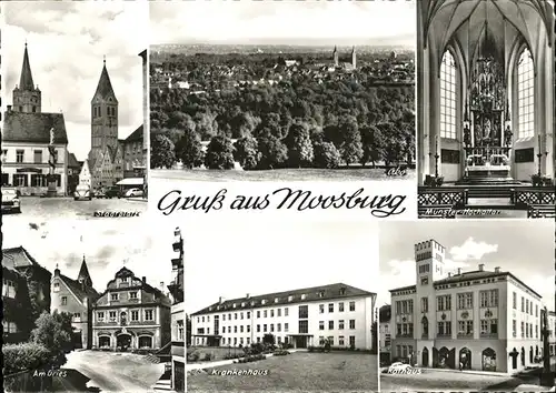 Moosburg Isar Panorama Stadtplatz Muenster Hochaltar Am Gries Krankenhaus Rathaus Kat. Moosburg a.d.Isar