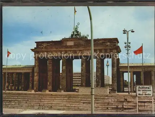 Brandenburgertor Berlin Mauer Warnschild West Berlin Grenze Kat. Gebude und Architektur