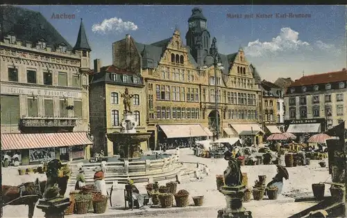 Aachen Markt mit Kaiser Karl Brunnen Kat. Aachen