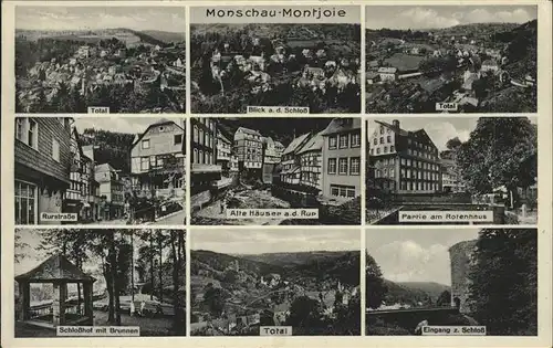 Monschau Total Schloss Rurstr Alte Haeuser Am Rotenhaus Schlosshof Brunnen Schlosseingang Kat. Monschau