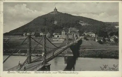 Porta Westfalica Kettenbruecke mit Wittekindsberg Kat. Porta Westfalica