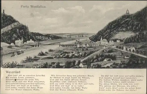 Porta Westfalica Panorama mit Weserlied Kat. Porta Westfalica