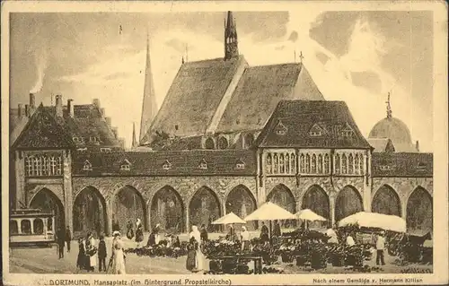 Dortmund Hansaplatz mit Propsteikirche Kat. Dortmund