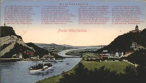 Porta Westfalica Panorama Dampfer Weserlied Kat. Porta Westfalica