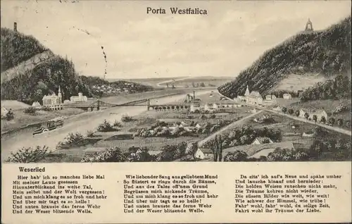 Porta Westfalica Kaiser Wilhelm Denkmal Porta Westfalica Bismarckturm Jacobsberg Wittekindsberg Wesertal Weserbruecke Feldpost Kat. Porta Westfalica