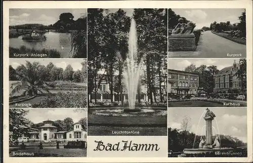 Hamm Westfalen Kurpark Leuchtfontaene Kurhaus Baerenbrunnen Badehaus Kat. Hamm