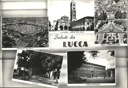 Lucca Panorama dall aereo San Martino Duomo Porta San Pietro dall aereo Il Mura Piazza Napoleone Kat. Lucca