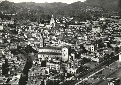 Messina Sicilia Panorama dall aereo con Piazza del Duomo Kat. Messina