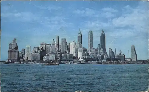 New York City Sky Scraping Towers of Manhatten Financial District seen from Governor's Island / New York /