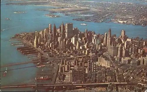 New York City Manhatten Skyline from the air / New York /