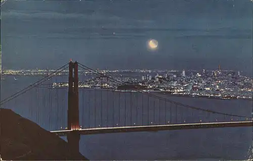 San Francisco California Golden Gate Bridge at night Kat. San Francisco