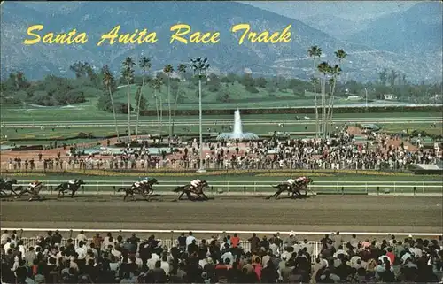 Arcadia California Santa Anita Race Track Horse Racing San Gabriel Mountains Kat. Arcadia