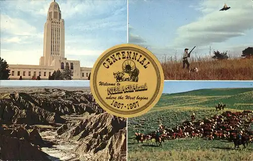 Omaha Nebraska Nebraska Centennial Year State Capitol scenic Badlands Hunter Sand Hills Kat. Omaha