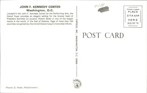 Washington DC John F. Kennedy Center for Performing Arts Cultural Center Hall of Nations Kat. Washington