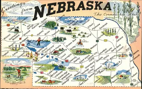 Lincoln Nebraska Map of the Cornhusker State Kat. Lincoln