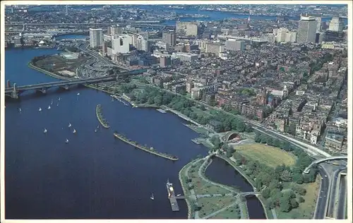 Boston Massachusetts Aerial view of Charles River Basin Storrow Drive Longfellow Bridge Kat. Boston