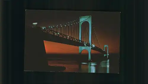 New York City Bronx Whitestone Bridge illuminated East River / New York /