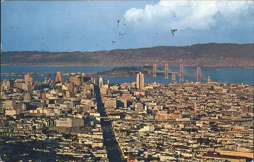 San Francisco California Panorama seen from Twin Peaks Market Street Bay Bridge Kat. San Francisco