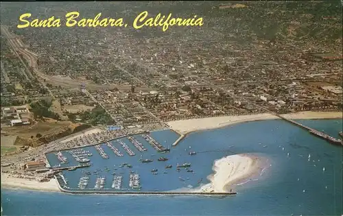 Santa Barbara California Port for Sailing Ships Beach aerial view Kat. Santa Barbara