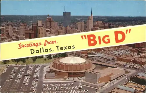 Dallas Texas Panoramic view "Big D" Downtown Skyline Memorial Auditorium Kat. Dallas
