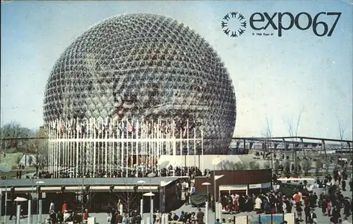 kk54171 Montreal Quebec Expo 67 Pavillon des Etas Unis Sphere geodesique transparente Ile Sainte Helene Kategorie. Montreal Alte Ansichtskarten