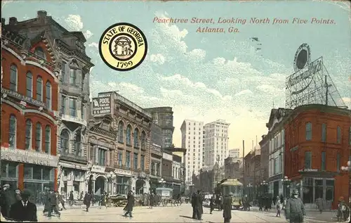 Atlanta Georgia Peachtree Street looking North from Five Points tram Kat. Atlanta