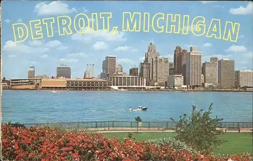 Detroit Michigan River Skyline Civic Center Dieppe Park Windsor Kat. Detroit