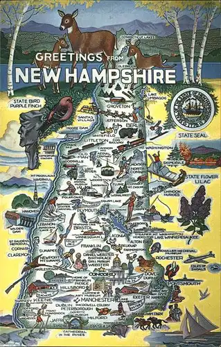 Concord New Hampshire Pictorial Map Points of Interest of Scenic Painting by Lucy Doane Kat. Concord