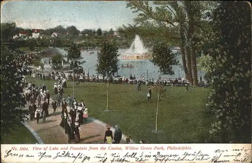 Philadelphia Pennsylvania View of Lake and Fountain from the Casino Willow Grove Park Kat. Philadelphia