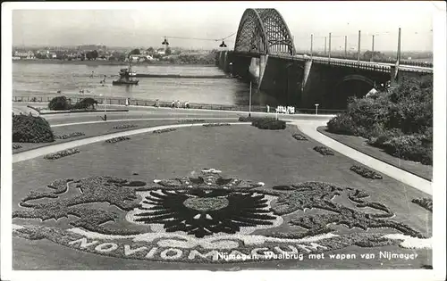 Nijmegen Waalbrug met wapen van Nijmeyer Kat. Nijmegen