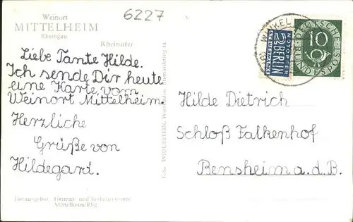 Mittelheim Rheingau Rheinpanorama Kat. Oestrich Winkel