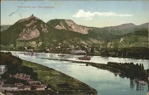 Rolandseck Rheinpanorama Schiffe Siebengebirg Kat. Remagen