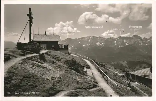 Wankhaus Bergpanorama mit Huette Kat. Garmisch Partenkirchen