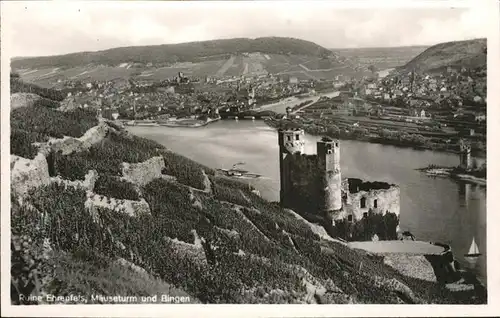 Bingen Rhein Ruine Ehrenfels Maeuseturm Rheinpanorama Kat. Bingen am Rhein