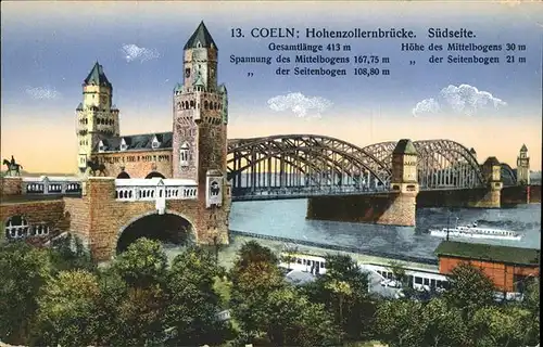 Koeln Rhein Rheinpanorama Hohenzollernbruecke Schiffe Kat. Koeln
