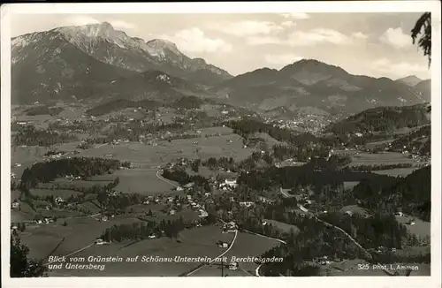 Berchtesgaden Bergpanorama vom Gruenstein auf Schoenau Unterstein Untersberg Kat. Berchtesgaden