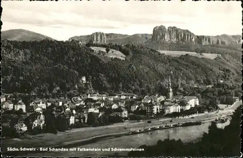Bad Schandau mit Falkenstein und Schrammsteinen Kat. Bad Schandau