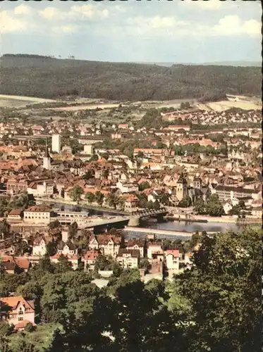 Hameln Blick vom Kluet auf Weserbruecke Kat. Hameln