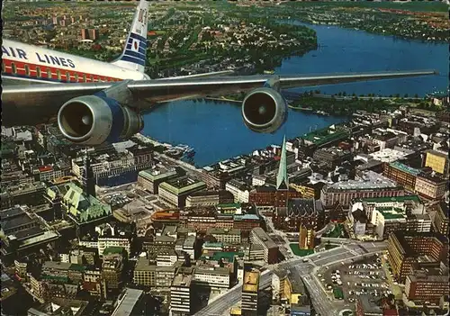 Hamburg Fliegeraufnahme mit Flugzeug Kat. Hamburg