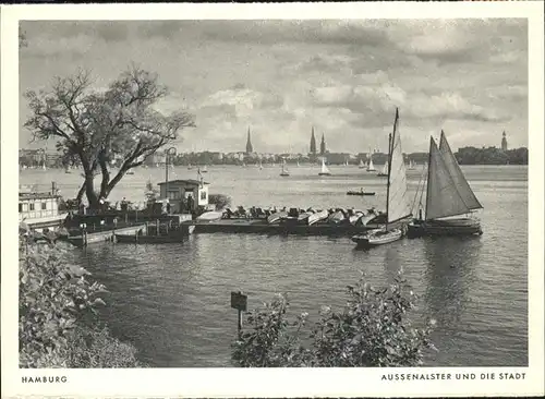 Hamburg Aussenalster Stadtpanorama Segelboote Kat. Hamburg