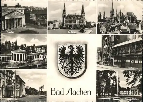 Aachen Elisenbrunnen Kurhaus Rathaus Theater Wappen Kat. Aachen
