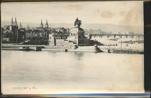 Koblenz Rhein Kaiser Wilhelm Denkmal Mosel Rhein Aufklappkarte Kat. Koblenz