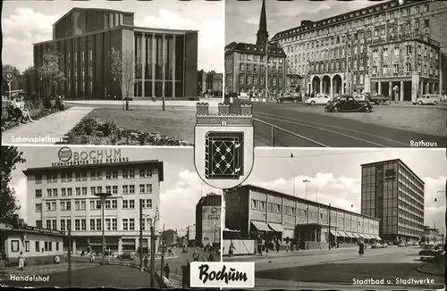 Bochum Rathaus Schauspielhaus Handelshof Stadtbad Wappen Kat. Bochum