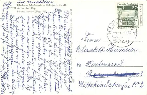 Au Siegkreis Bibel- und Erholungsheim Hohegrete GmbH / Windeck /Rhein-Sieg-Kreis LKR