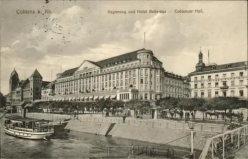 Koblenz Rhein Regierung und Hotel Bellevue Koblenzer Hof Kat. Koblenz