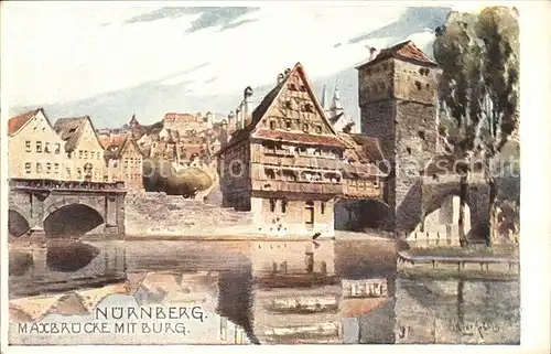 Nuernberg mit Burg u.Bruecke Kat. Nuernberg