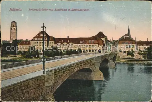 Muelheim Ruhr Schlossbruecke u.Stadtbad Kat. Muelheim an der Ruhr