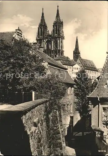 Meissen Elbe Sachsen Blick auf den Dom von den Roten Stufen Kat. Meissen